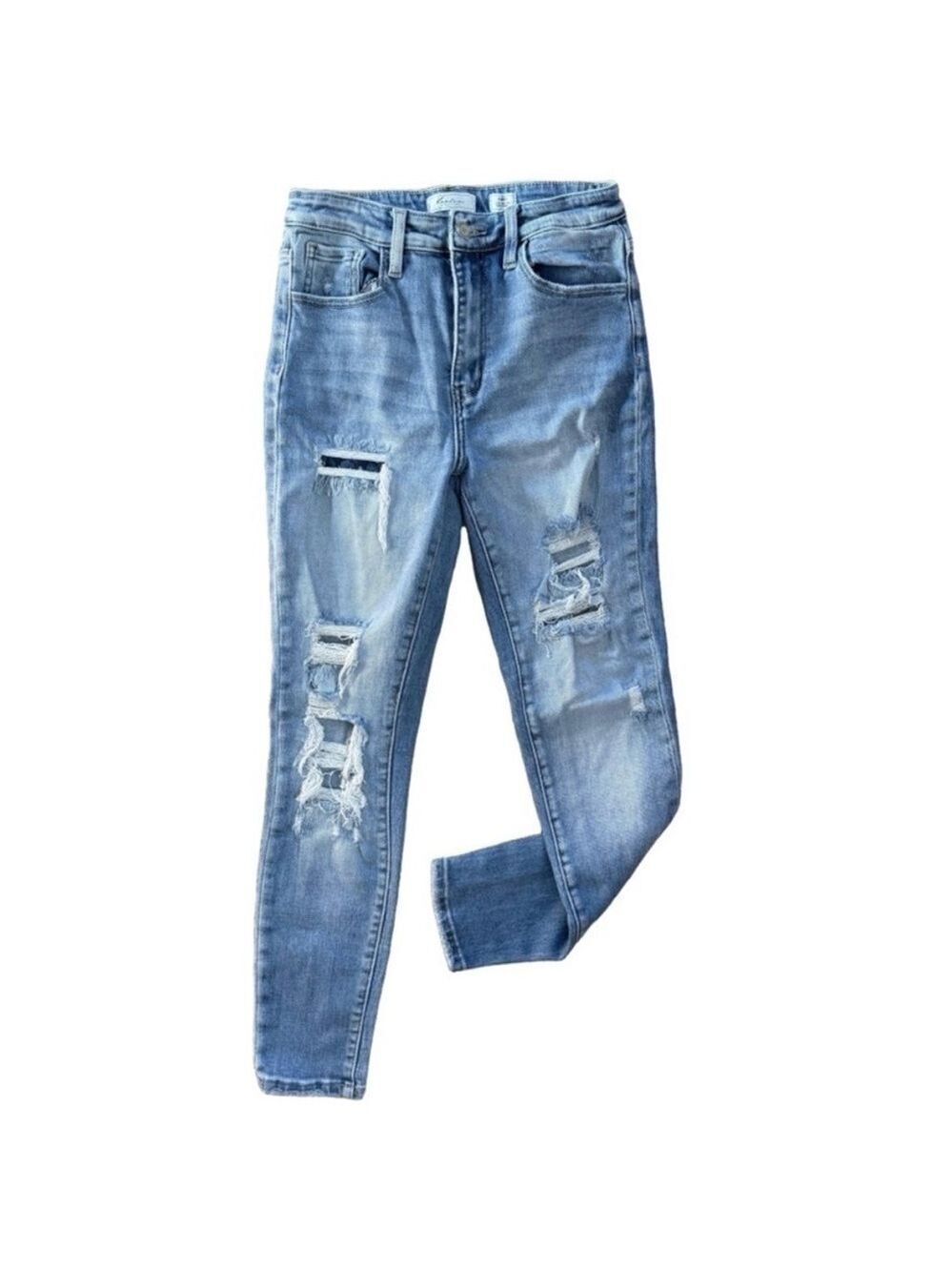 KANCAN Distressed Ultra High Rise Ankle Skinny Jeans Sz 27 Stretch